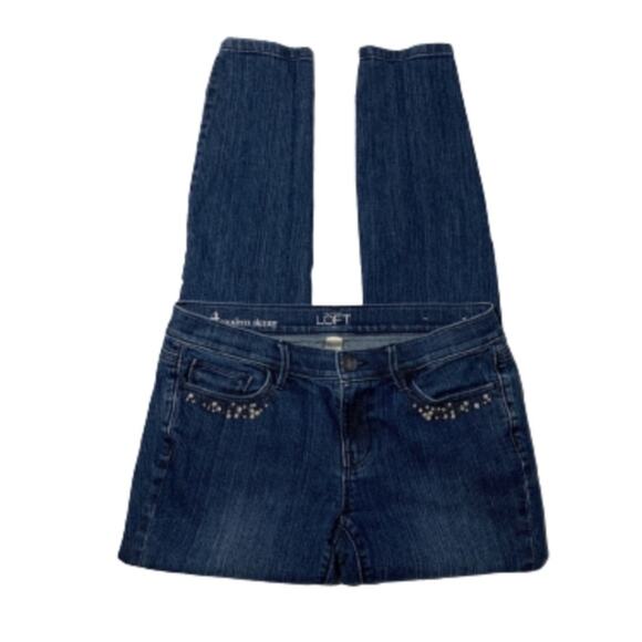 Ann Taylor LOFT Jeans Rhinestone Crystal Embellished Modern Skinny Jeans Size 4 - Picture 12 of 13